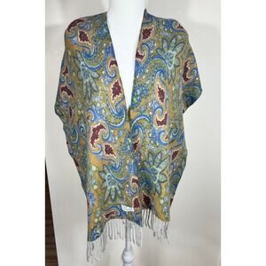 Amicale 100% Cashmere Scarf Paisley Fringe Wrap Shawl Luxe Soft Layering Chic